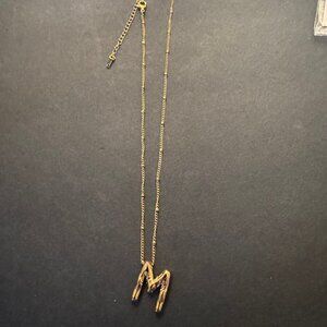 ✨ Gold Letter “M” Pendant Necklace | Textured Initial Charm | Fashion Jewelry